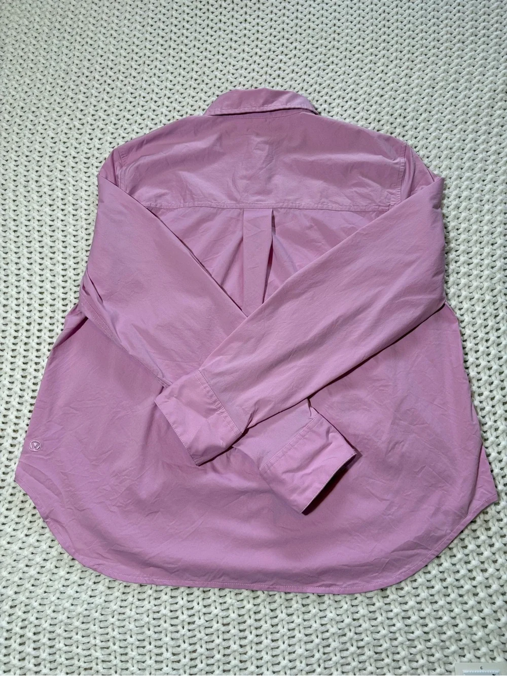 lululemon vita pink cotton blend poplin button down shirt size small